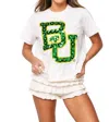 Queen Of Sparkles Licensed Baylor Mascot Sequin Flower Tee In White In White