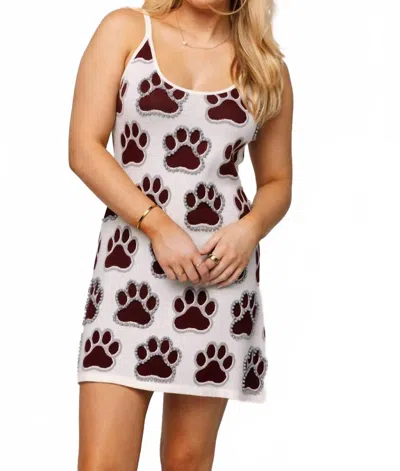 Queen Of Sparkles Licensed Miss State Knit Rhinestone Mascot Tank Dress In White In Multi