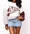 Queen Of Sparkles Licensed Miss State Pennant Sweater In Multi In White