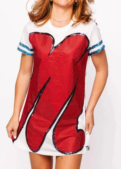 Queen Of Sparkles Licensed Ole Miss Oversized Mascot Tee Dress In Red In Multi