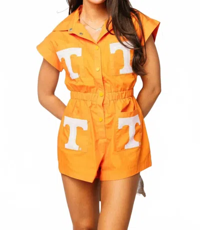 Queen Of Sparkles Licensed Tennessee Mascot Pocket Romper In Orange