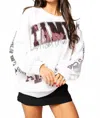 Queen Of Sparkles Licensed Texas A & M Big Icons Scattered All Over Sweatshirt In White In White