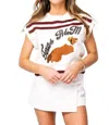 Queen Of Sparkles Licensed Texas A & M Collie Short Sleeve Sweater In White Multi In White