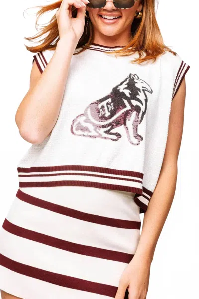 Queen Of Sparkles Licensed Texas A & M Full Sequin Mascot Tank In White