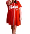 Queen Of Sparkles Licensed Texas Hook Em Baseball Jersey Tee Dress In Burnt Orange In Yellow