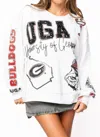 Queen Of Sparkles Licensed Uga Big Icons Scattered All Over Sweatshirt In White In White