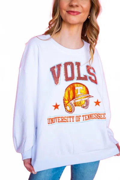 Queen Of Sparkles Licensed Ut Vols Baseball Helmet Sweatshirt In White