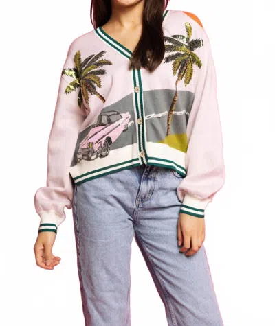 Queen Of Sparkles Light Pink Vintage Palm Tree Cardigan