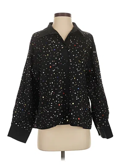 Queen Of Sparkles Long Sleeve Blouse In Black