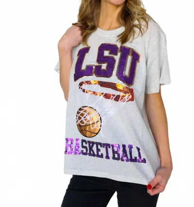 Queen Of Sparkles Lsu Basketball Tee In Grey In Gray