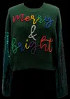 Queen Of Sparkles Women's Merry & Bright Sequin Sweater In Greeen In Green