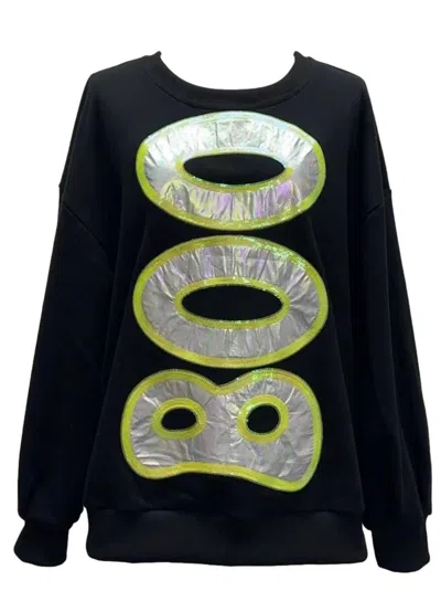 Queen Of Sparkles Metallic Boo Sweatshirt In Black