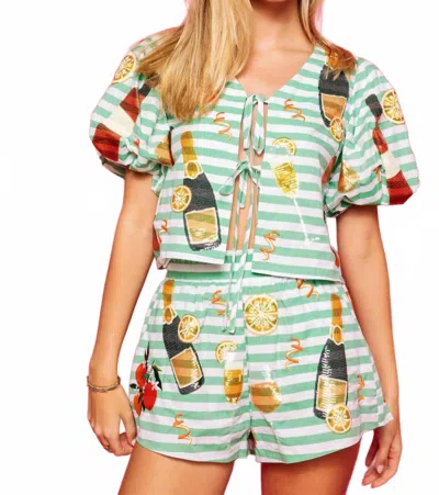 Queen Of Sparkles Mimosa Icon Shorts In Green/white In Multi