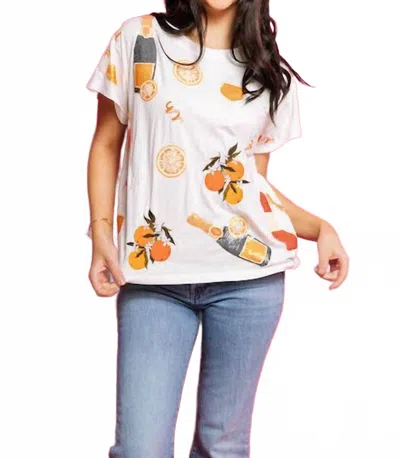 Queen Of Sparkles Mimosa Icon Tee In White In Multi