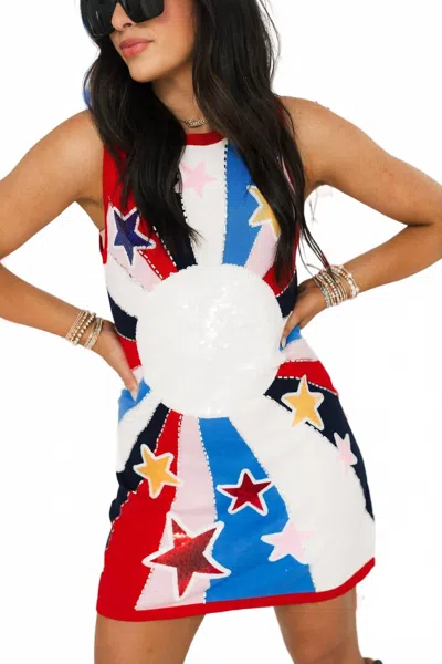Queen Of Sparkles Multi Burst Star Sweater Tank Dress
