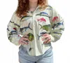Queen Of Sparkles Multi Fish Collar Top In Green Stripe In Multi