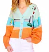 Queen Of Sparkles Multi Sail Boat & Light House Button Up Cardigan In Multi
