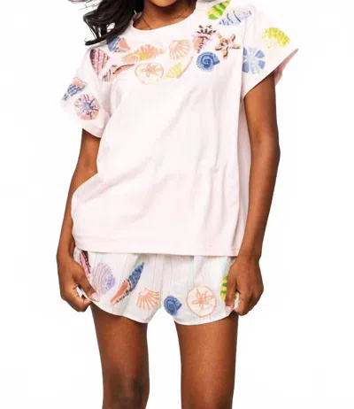 Queen Of Sparkles Multi Shell Short Sleeve Tee In Light Pink