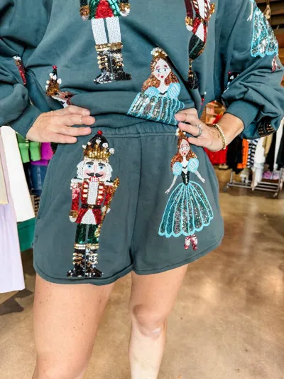 Queen Of Sparkles Nutcracker Ballet Shorts In Dark Teal