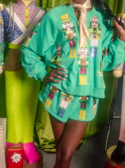 Queen Of Sparkles Nutcracker Band Shorts In Green