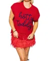 Queen Of Sparkles Ole Miss Fringe Sweater Top In Red In Red