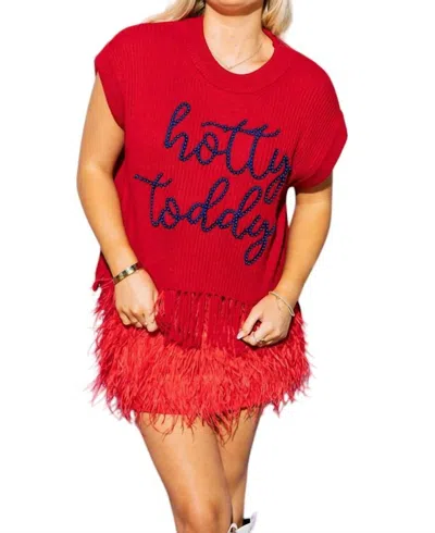 Queen Of Sparkles Ole Miss Fringe Sweater Top In Red
