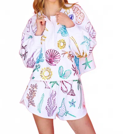 Queen Of Sparkles Outline Rainbow Under The Sea Icon Short In White