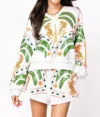 Queen Of Sparkles Palm Tree & Jaguar Short In White In White