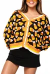 Queen Of Sparkles Pearl Candy Corn Cardigan In Black In Black