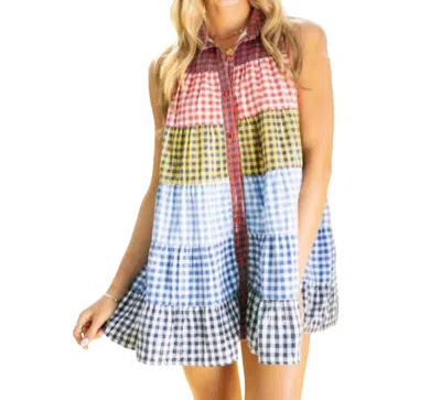 Queen Of Sparkles Plaid Sleeveless Dress In Multicolor