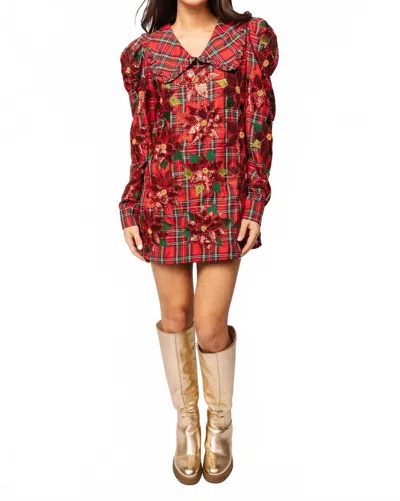 Queen Of Sparkles Poinsettia Dress In Plaid In Multi