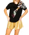 Queen Of Sparkles Popping Champagne Tee Top In Black In Black