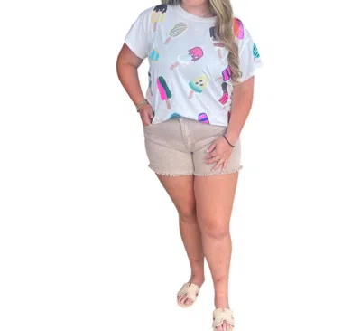 Queen Of Sparkles Popsicle Tee Top In White