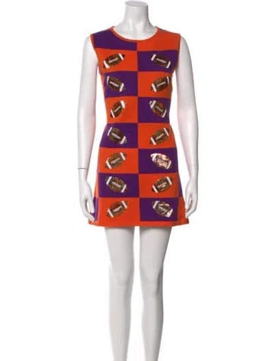 Pre-owned Queen Of Sparkles Printed Mini Dress In Orange