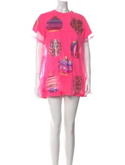 Pre-owned Queen Of Sparkles Printed Mini Dress In Pink