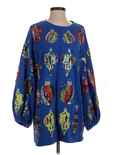 Pre-owned Queen Of Sparkles Pullover Sweater In Blue