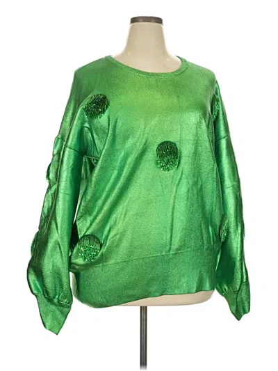 Pre-owned Queen Of Sparkles Pullover Sweater In Green