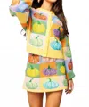 Queen Of Sparkles Pumpkin Button Up Cardigan In Pastel Colorblock In Yellow
