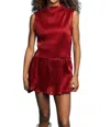 Queen Of Sparkles Python High Neck Top In Red In Red