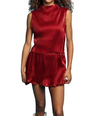 Queen Of Sparkles Python High Neck Top In Red
