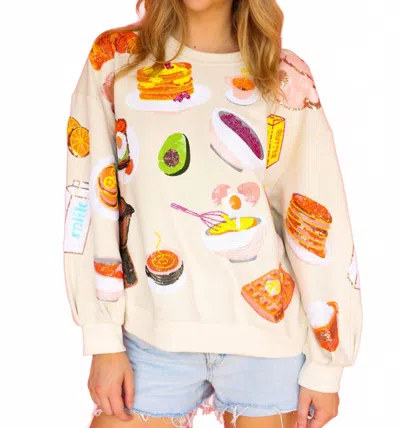 Queen Of Sparkles Queen Of Breakfast Sweatshirt In Beige In Neutral