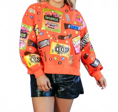 Queen Of Sparkles Queen Of Candy Sweatshirt In Orange