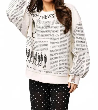 Queen Of Sparkles Queen Of News Sweatshirt In White/black In Multi