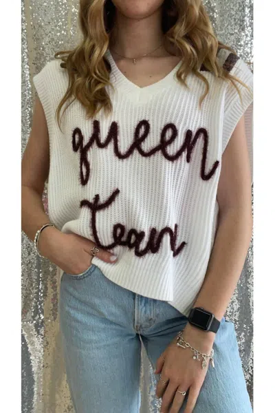 Queen Of Sparkles Queen Team Tamu Sweater Vest In White