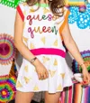 Queen Of Sparkles Queso Queen Sweater Vest Top In White Multi In Multi