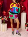 Queen Of Sparkles Rainbow Colorblock Rhinestone Heart Sweatshirt In Multi In Multi