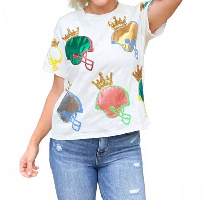 Queen Of Sparkles Rainbow Helmet Tee Shirt In Multi