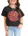 Queen Of Sparkles Rainbow Jewel Basketball Tee In Black And Rainbow In Black
