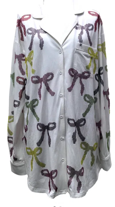 Queen Of Sparkles Rainbow Pajama Dress In White