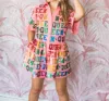 Queen Of Sparkles Rainbow Queen Romper In Pink